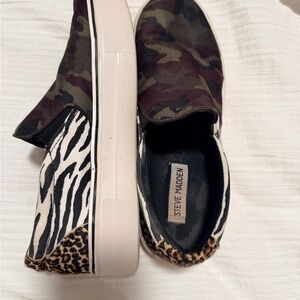 Steve Madden Multicolor Camo and Animal Print Sneakers